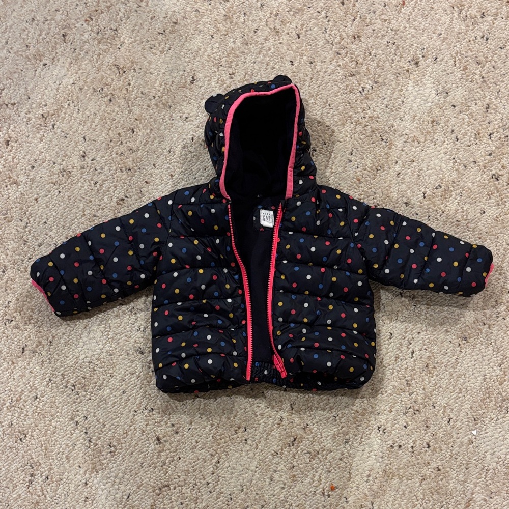 Polka Dot Hooded Puffer Jacket